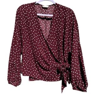 ALTAR’D STATE Polka Dot Wrap Blouse - Burgundy NWOT, size S color-of-the-season